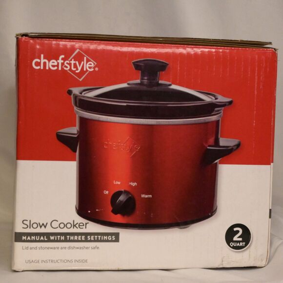 NIB ChefStyle Red Black 2 QT Manual With Three Settings Slow Cooker - Picture 2 of 4